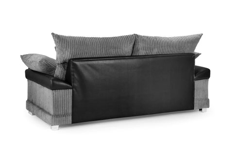 Clara Sofa Black/Grey 3 Seater Back View